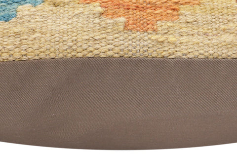 handmade Traditional Pillow Rust Blue Hand-Woven SQUARE 100% WOOL  Hand woven turkish pillow  2 x 2