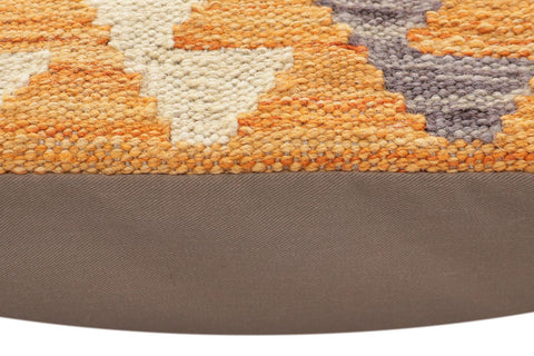 handmade Traditional Pillow Orange Blue Hand-Woven SQUARE 100% WOOL Hand woven turkish pillow2' x 2'