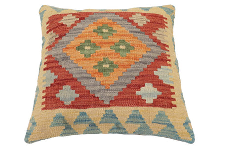 handmade Traditional Pillow Red Blue Hand-Woven SQUARE 100% WOOL Hand woven turkish pillow2 x 2