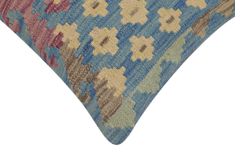 handmade Traditional Pillow Blue Beige Hand-Woven SQUARE 100% WOOL Hand woven turkish pillow2 x 2