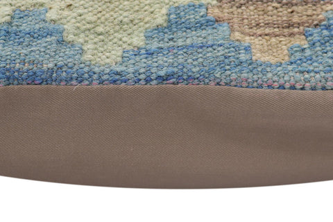 handmade Traditional Pillow Blue Beige Hand-Woven SQUARE 100% WOOL Hand woven turkish pillow2 x 2