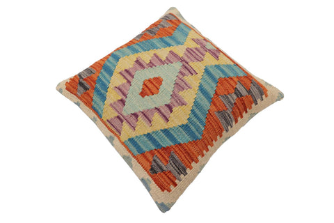 handmade Traditional Pillow Rust Blue Hand-Woven SQUARE 100% WOOL Hand woven turkish pillow2 x 2