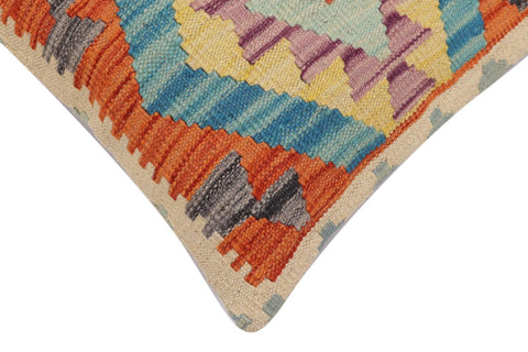 handmade Traditional Pillow Rust Blue Hand-Woven SQUARE 100% WOOL Hand woven turkish pillow2 x 2