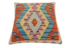 handmade Traditional Pillow Rust Blue Hand-Woven SQUARE 100% WOOL Hand woven turkish pillow2' x 2'