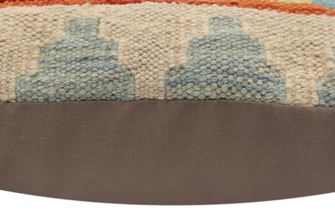 handmade Traditional Pillow Rust Blue Hand-Woven SQUARE 100% WOOL Hand woven turkish pillow2 x 2