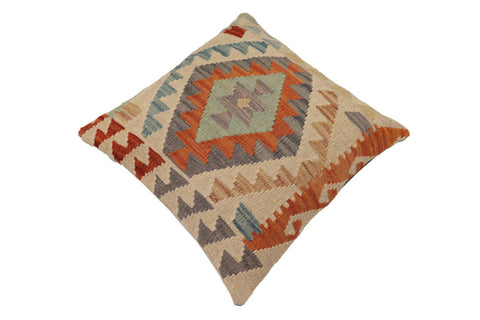 handmade Traditional Pillow Beige Rust Hand-Woven SQUARE 100% WOOL Hand woven turkish pillow2 x 2