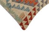 handmade Traditional Pillow Beige Rust Hand-Woven SQUARE 100% WOOL Hand woven turkish pillow2' x 2'
