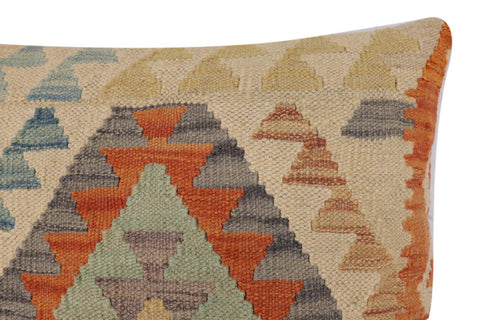 handmade Traditional Pillow Beige Rust Hand-Woven SQUARE 100% WOOL Hand woven turkish pillow2 x 2