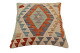 handmade Traditional Pillow Beige Rust Hand-Woven SQUARE 100% WOOL Hand woven turkish pillow2' x 2'
