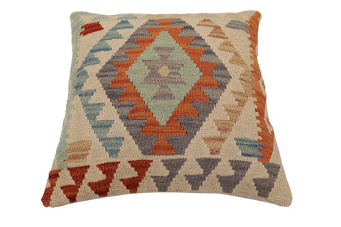 handmade Traditional Pillow Beige Rust Hand-Woven SQUARE 100% WOOL Hand woven turkish pillow2 x 2