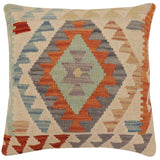 handmade Traditional Pillow Beige Rust Hand-Woven SQUARE 100% WOOL Hand woven turkish pillow2' x 2'