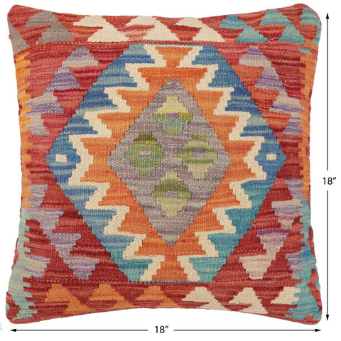 handmade Traditional Pillow Red Rust Hand-Woven SQUARE 100% WOOL Hand woven turkish pillow2 x 2