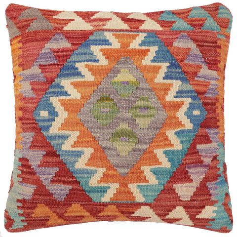 handmade Traditional Pillow Red Rust Hand-Woven SQUARE 100% WOOL Hand woven turkish pillow2 x 2