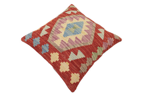 handmade Traditional Pillow Red Blue Hand-Woven SQUARE 100% WOOL Hand woven turkish pillow2 x 2