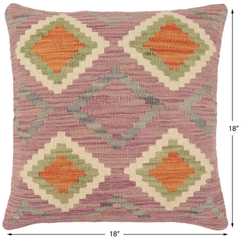 handmade Traditional Pillow Purple Rust Hand-Woven SQUARE 100% WOOL Hand woven turkish pillow2 x 2