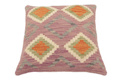 handmade Traditional Pillow Purple Rust Hand-Woven SQUARE 100% WOOL Hand woven turkish pillow2' x 2'