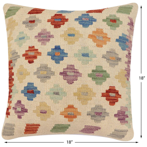 handmade Traditional Pillow Beige Rust Hand-Woven SQUARE 100% WOOL Hand woven turkish pillow2 x 2