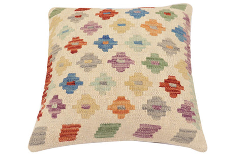handmade Traditional Pillow Beige Rust Hand-Woven SQUARE 100% WOOL Hand woven turkish pillow2 x 2