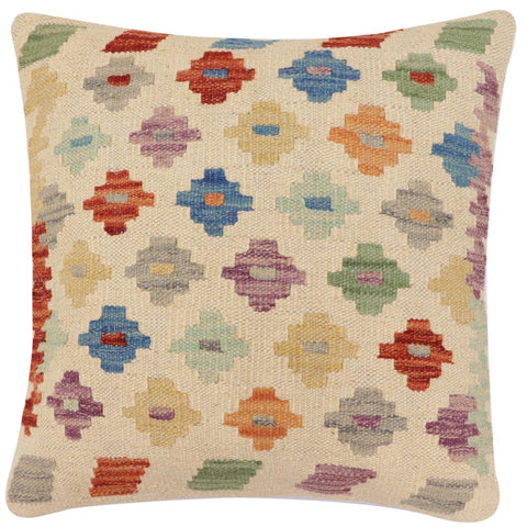 handmade Traditional Pillow Beige Rust Hand-Woven SQUARE 100% WOOL Hand woven turkish pillow2 x 2