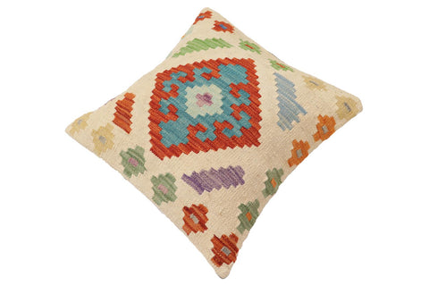 handmade Traditional Pillow Beige Rust Hand-Woven SQUARE 100% WOOL Hand woven turkish pillow2 x 2