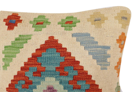 handmade Traditional Pillow Beige Rust Hand-Woven SQUARE 100% WOOL Hand woven turkish pillow2 x 2