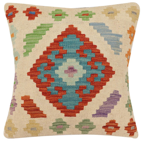 handmade Traditional Pillow Beige Rust Hand-Woven SQUARE 100% WOOL Hand woven turkish pillow2 x 2