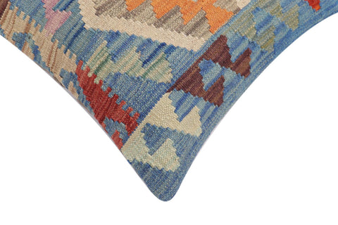 handmade Traditional Pillow Blue Red Hand-Woven SQUARE 100% WOOL Hand woven turkish pillow2 x 2