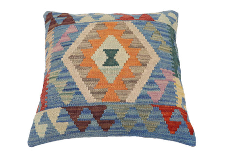 handmade Traditional Pillow Blue Red Hand-Woven SQUARE 100% WOOL Hand woven turkish pillow2 x 2