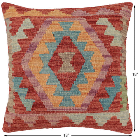 handmade Traditional Pillow Red Blue Hand-Woven SQUARE 100% WOOL Hand woven turkish pillow2 x 2