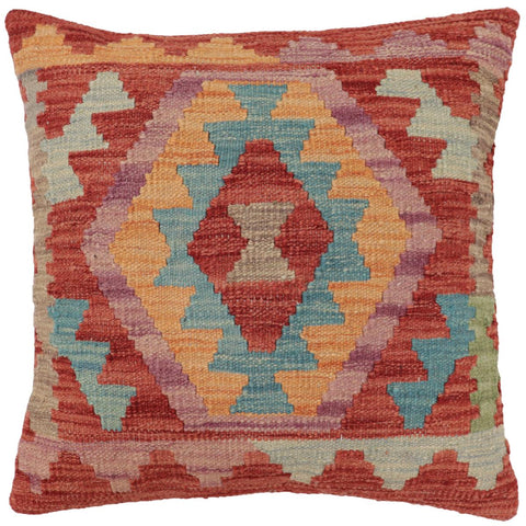 handmade Traditional Pillow Red Blue Hand-Woven SQUARE 100% WOOL Hand woven turkish pillow2 x 2