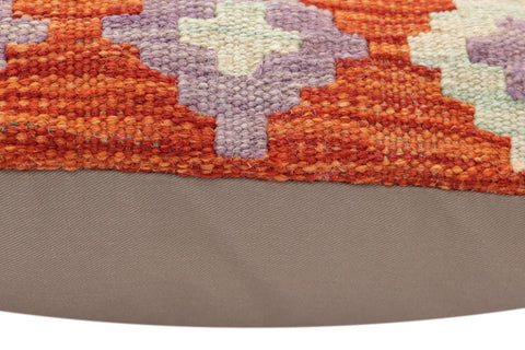 handmade Traditional Pillow Rust Blue Hand-Woven SQUARE 100% WOOL Hand woven turkish pillow2 x 2