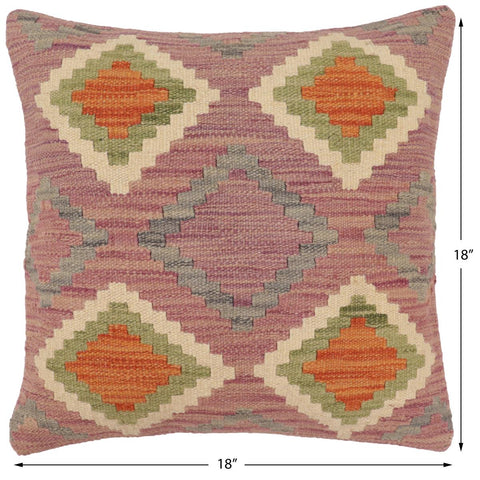 handmade Traditional Pillow Purple Rust Hand-Woven SQUARE 100% WOOL Hand woven turkish pillow2 x 2