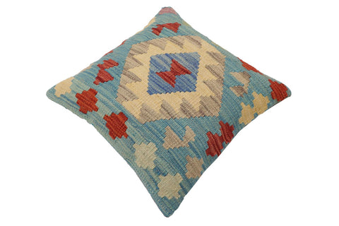 handmade Traditional Pillow Blue Red Hand-Woven SQUARE 100% WOOL Hand woven turkish pillow2 x 2