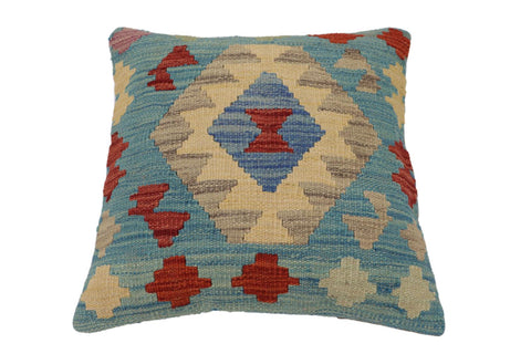 handmade Traditional Pillow Blue Red Hand-Woven SQUARE 100% WOOL Hand woven turkish pillow2 x 2