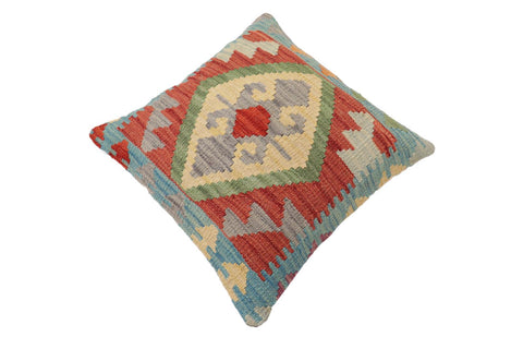 handmade Traditional Pillow Red Blue Hand-Woven SQUARE 100% WOOL Hand woven turkish pillow2 x 2