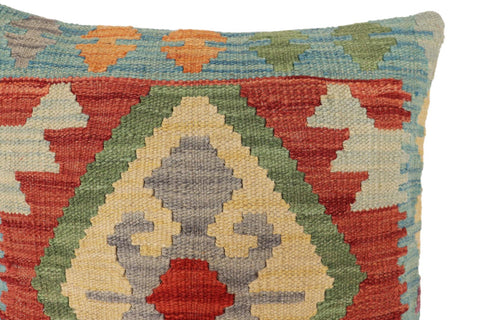 handmade Traditional Pillow Red Blue Hand-Woven SQUARE 100% WOOL Hand woven turkish pillow2 x 2