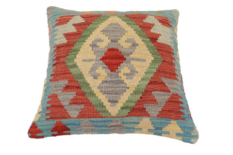 handmade Traditional Pillow Red Blue Hand-Woven SQUARE 100% WOOL Hand woven turkish pillow2 x 2