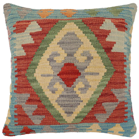 handmade Traditional Pillow Red Blue Hand-Woven SQUARE 100% WOOL Hand woven turkish pillow2 x 2