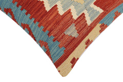 handmade Traditional Pillow Rust Blue Hand-Woven SQUARE 100% WOOL Hand woven turkish pillow2' x 2'