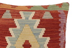 handmade Traditional Pillow Rust Blue Hand-Woven SQUARE 100% WOOL Hand woven turkish pillow2' x 2'