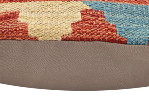 handmade Traditional Pillow Rust Blue Hand-Woven SQUARE 100% WOOL Hand woven turkish pillow2 x 2