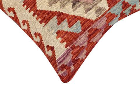 handmade Traditional Pillow Rust Blue Hand-Woven SQUARE 100% WOOL Hand woven turkish pillow2 x 2