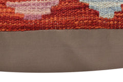 handmade Traditional Pillow Rust Blue Hand-Woven SQUARE 100% WOOL Hand woven turkish pillow2' x 2'