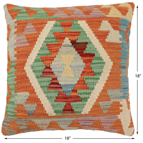 handmade Traditional Pillow Rust Blue Hand-Woven SQUARE 100% WOOL Hand woven turkish pillow2 x 2