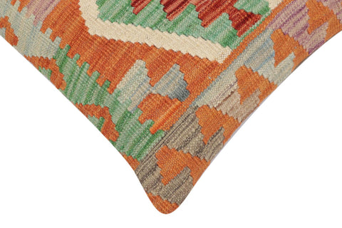 handmade Traditional Pillow Rust Blue Hand-Woven SQUARE 100% WOOL Hand woven turkish pillow2 x 2