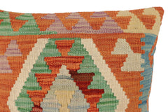 handmade Traditional Pillow Rust Blue Hand-Woven SQUARE 100% WOOL Hand woven turkish pillow2' x 2'