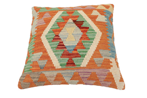 handmade Traditional Pillow Rust Blue Hand-Woven SQUARE 100% WOOL Hand woven turkish pillow2 x 2