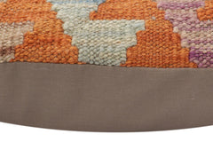 handmade Traditional Pillow Rust Blue Hand-Woven SQUARE 100% WOOL Hand woven turkish pillow2' x 2'