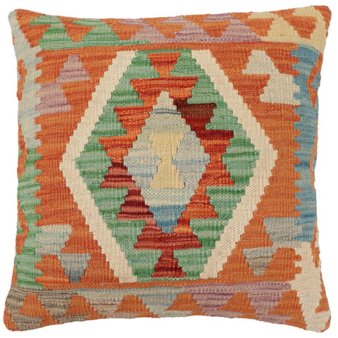 handmade Traditional Pillow Rust Blue Hand-Woven SQUARE 100% WOOL Hand woven turkish pillow2 x 2