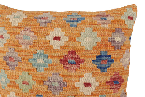 handmade Traditional Pillow Orange Red Hand-Woven SQUARE 100% WOOL Hand woven turkish pillow2' x 2'